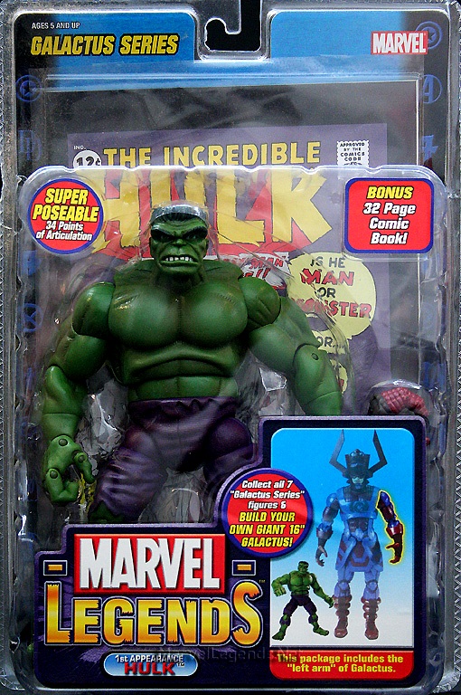 Hulk (“1st Appearance Green Variant”) “w/Galactus Left Arm” (Marvel Legends Galactus Series) “Rare-Vintage” (Series-9) 2005