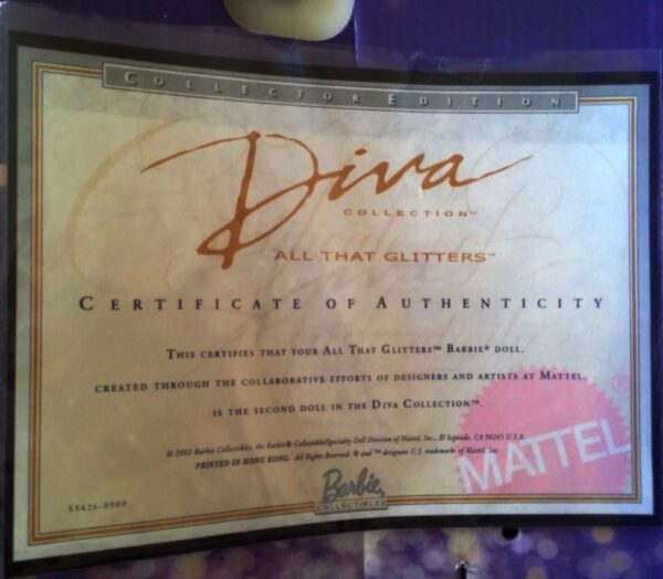 Diva Collection All That Glitters -1ba Diva “All That Glitters” Barbie-#2 (Diva Collection “Streak-Blonde” Collector Edition) "Rare-Vintage" (2002)