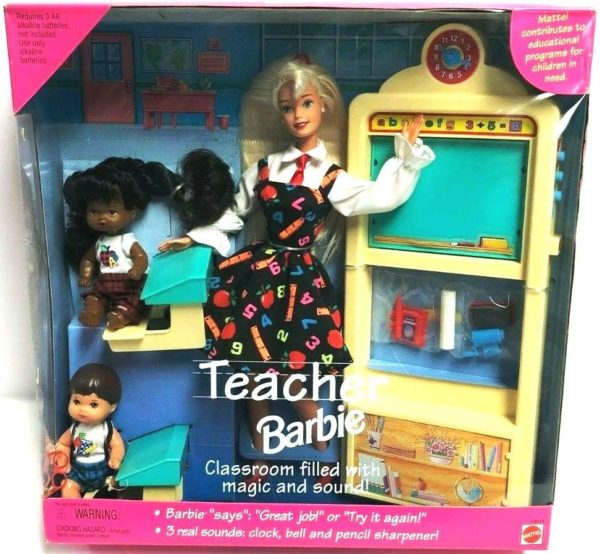 Teacher Barbie Blonde with AA and Hispanic Children (1)