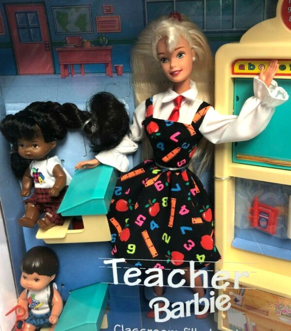 Teacher Barbie Blonde with AA and Hispanic Children (2)