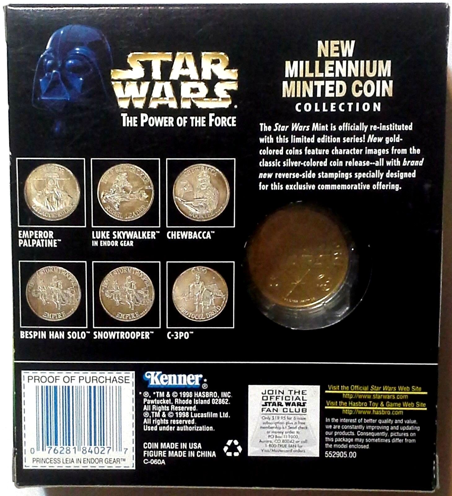 Princess Leia Millennium Minted Coin Star Wars Power Of The Force 2 1998 Box 