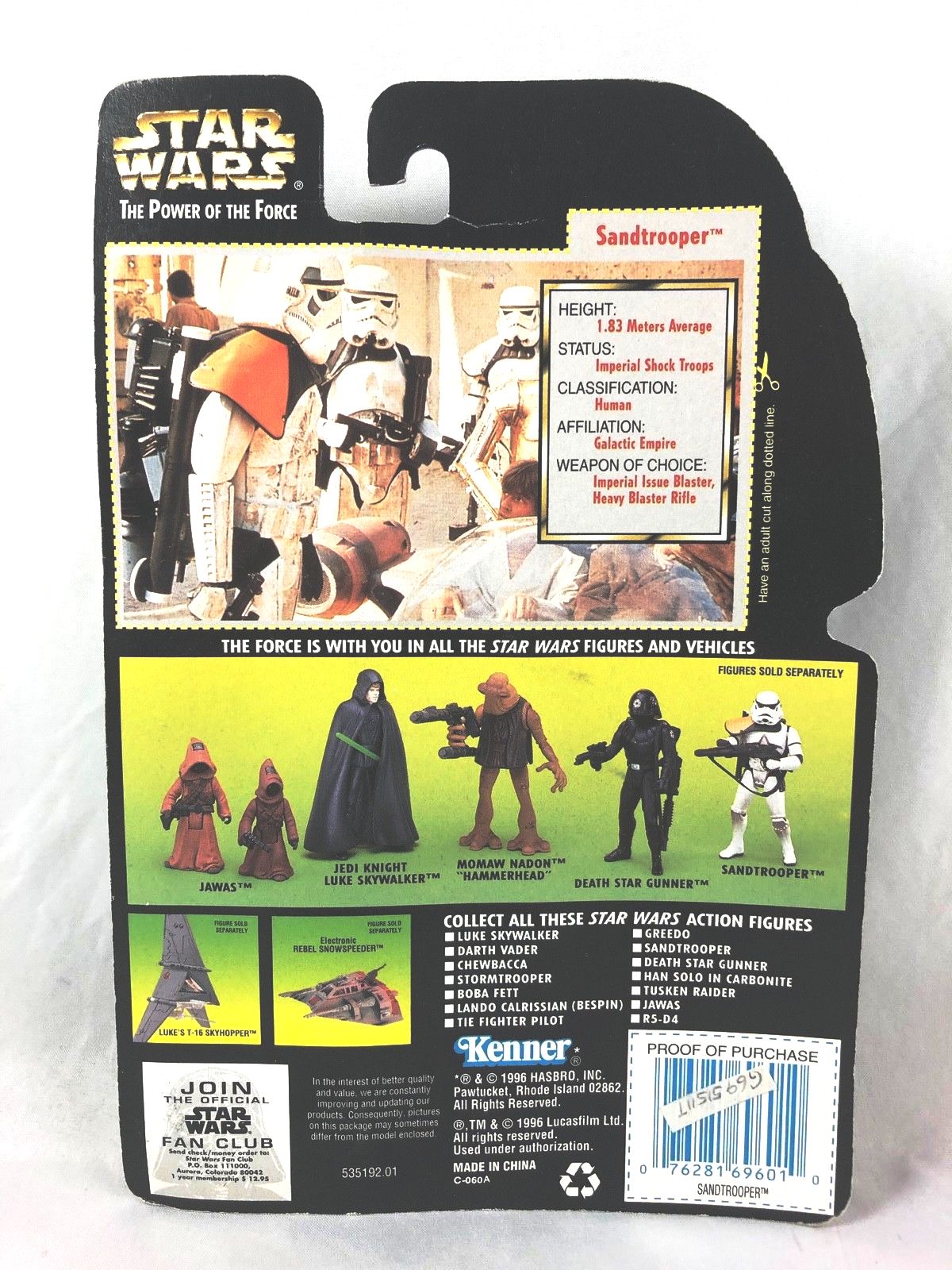 Star Wars POTF Kenner Hasbro Holo Sticker Sandtrooper 