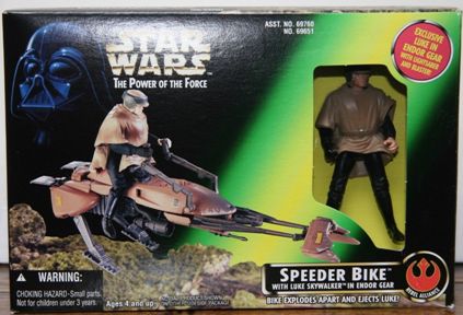 Speeder Bike (Luke Skywalker)-Copy Speeder Bike “w/Exclusive Luke Skywalker & Black-Prosthetic Right Hand On Packaging Photo Print!” (Star Wars “The POTF” Kenner Vintage Collection) “Rare-Vintage” (1996)