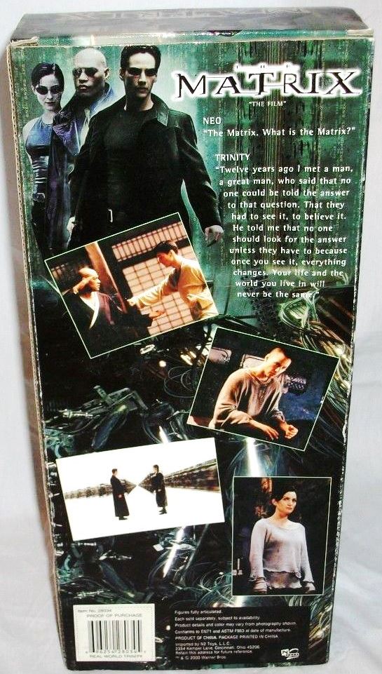2000 N2 Toys -The Matrix Trinity "Real World" 12 inch Doll S-1-(D)