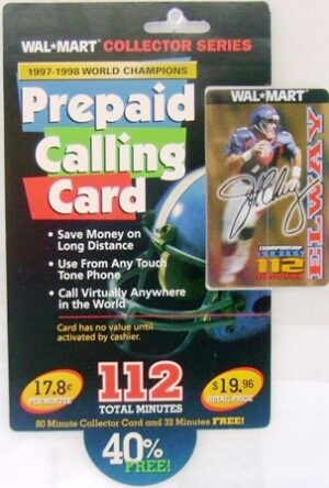 World Com Original Prepaid Calling Card! Vintage 1997-98 John Elway Championship & Collector Series "Expired" Un-Used Prepaid Calling Card)