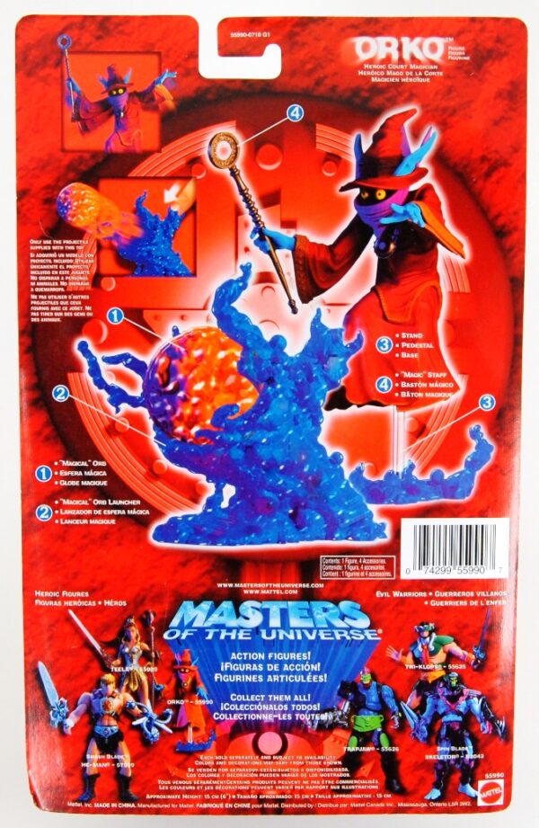 (Orko “wVideo & Action Chip”) (3) Orko “w/Action Chip & The Courage Of Adam-Video” Heroic Court Magician! (Masters Of The Universe Series-3) “Rare-Vintage” (2002)