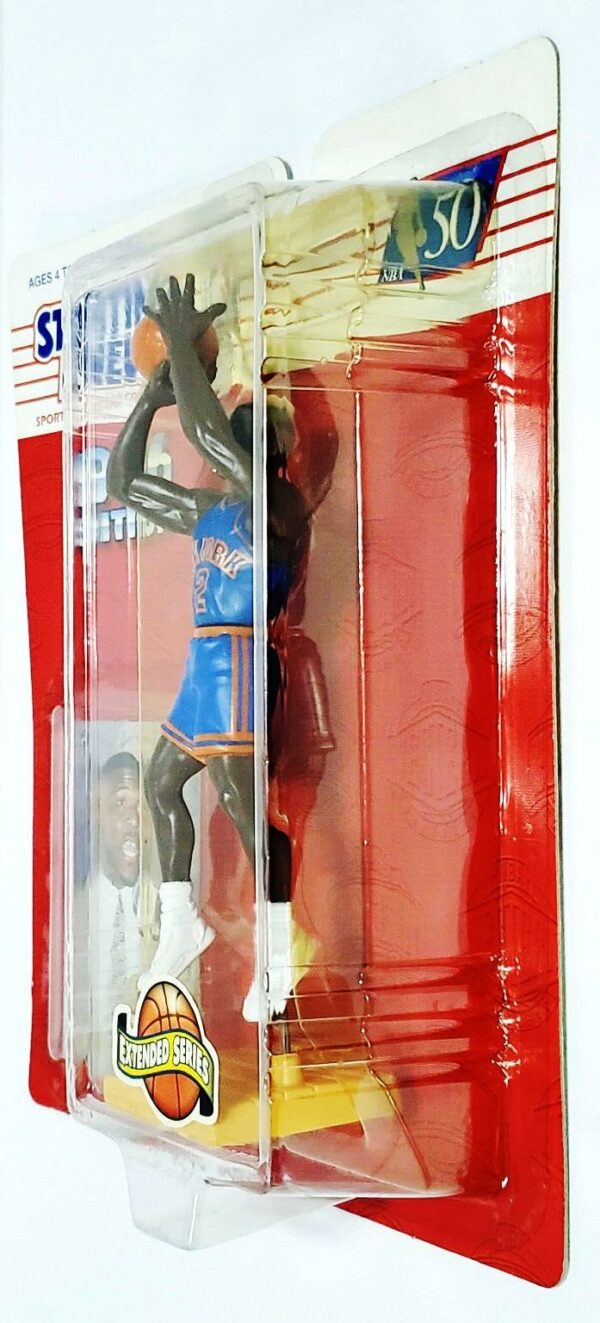 1996 Larry Johnson (Rookie Extended-NY Nicks)-01 Larry Johnson “Rookie 1st Piece w/Player Trading Card” Extended Series (Sports Superstar Starting Lineup NBA 50) “Rare-Vintage (1996)