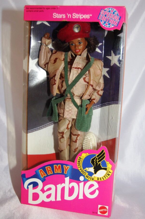 Army Barbie AA (stars n Stripes)-01 Stars n Stripes Army Barbie “African American” (Rendezvous with Destiny “Toys R Us Exclusive” Special Edition) “Rare-Vintage” (1992)