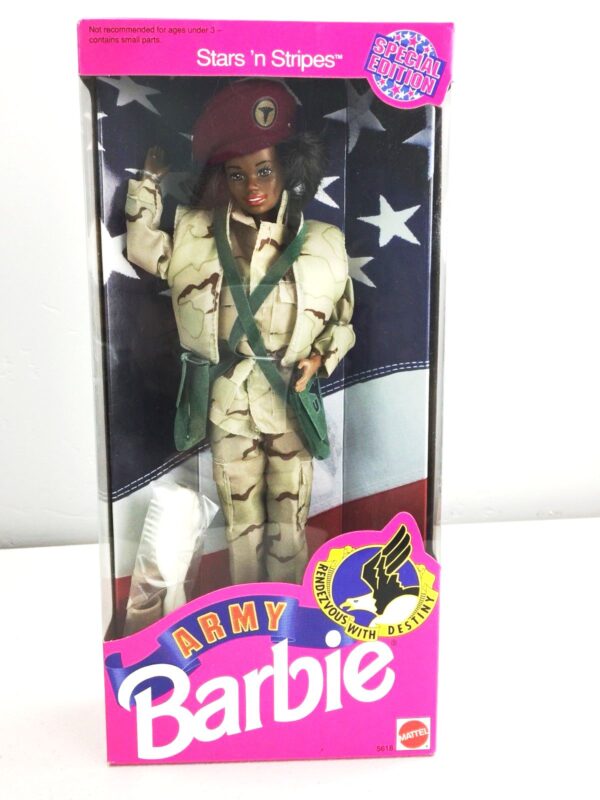 Army Barbie AA (stars n Stripes)-AA Stars n Stripes Army Barbie “African American” (Rendezvous with Destiny “Toys R Us Exclusive” Special Edition) “Rare-Vintage” (1992)