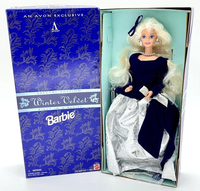 Winter Velvet Barbie (Avon Exclusive Blonde-First in Series) "Rare-Vintage" (1995) » Now And Then Collectibles