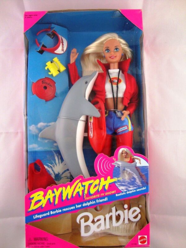 Baywatch Barbie-1994-b Baywatch Barbie “Lifeguard-Platinum Blonde” (Mattel “Baywatch Favorite TV Show! Barbie”) “Rare-Vintage” (1994)