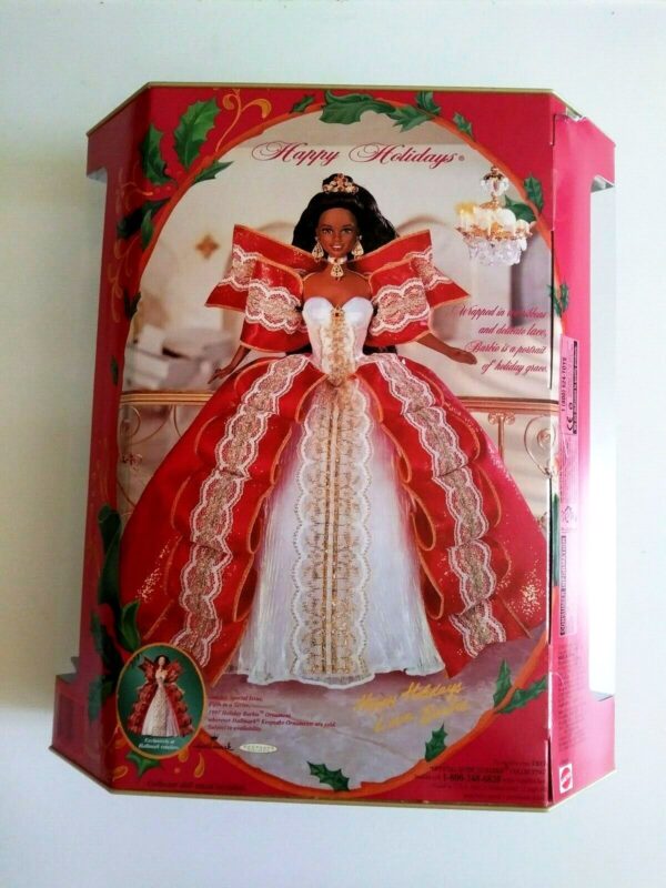 1997 Happy Holidays Barbie Doll (African American) "10th Anniversary Gold Insert" Special Edition "Rare-Vintage" (1997)