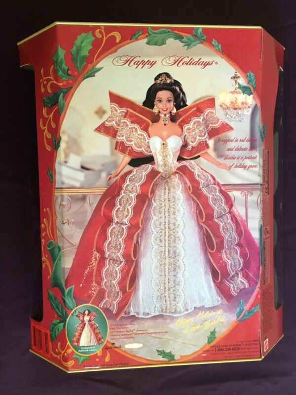 Happy Holidays Barbie Doll (Brunette) 10th Anniversary Gold Insert (00aa)