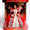 Happy Holidays Barbie Doll (Brunette) 10th Anniversary Gold Insert (1)