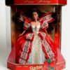 Happy Holidays Barbie Doll (Brunette) 10th Anniversary Gold Insert (2)