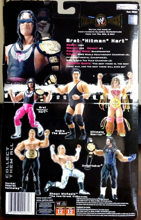 BRET ("The Hitman") HART -“No Black Shades/Sunglasses-Chase Variant” (Classic Super Stars Series!) Series-1 “Rare-Vintage” (2004) 