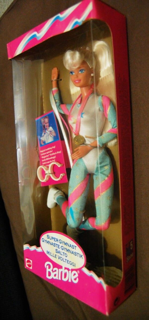 1995 Super Gymnast Barbie Blonde 1st Edition (Original Bilingual 4-Multi-Lingual International Series) Mattel/Barbie Collectibles “Rare-Vintage” (1995)
