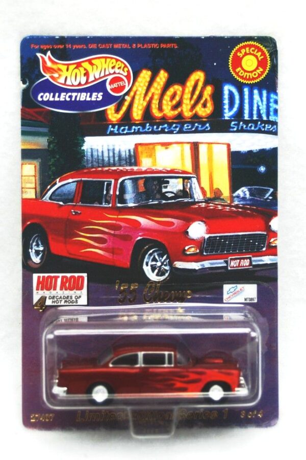 '55 Chevy  Coupe 4-Decades Of Hot Rods- '55 Chevy “#3/4 Series 1” (Hotwheels Collectibles “Special Limited Edition 4-Decades Of Hot Rods-Car Art 1:64 Scale” Box Set) “Rare-Vintage” (2000)