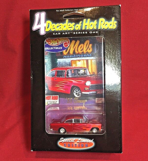 '55 Chevy  Coupe 4-Decades Of Hot Rods-1 '55 Chevy “#3/4 Series 1” (Hotwheels Collectibles “Special Limited Edition 4-Decades Of Hot Rods-Car Art 1:64 Scale” Box Set) “Rare-Vintage” (2000)