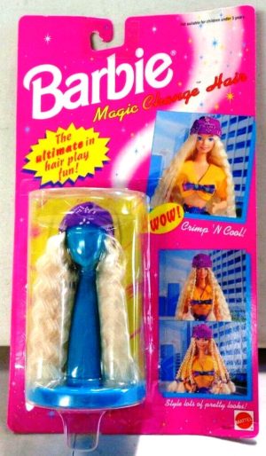 Barbie Magic Change Hair BLONDE Crimp 'N Cool-Blue Stand-000 - Copy