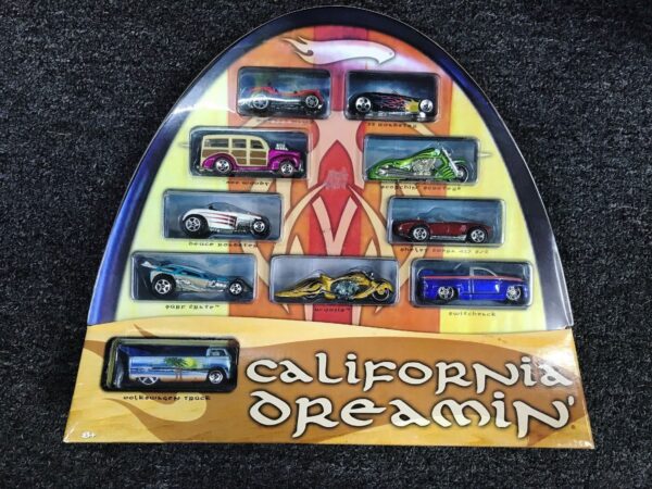 2005 California Dreamin' Box Set California Dreamin' “Southern California Inspired” (Hotwheels Collectibles “Limited Edition 1:64 Scale” 10-Car Box Set) “Rare-Vintage” (2005)