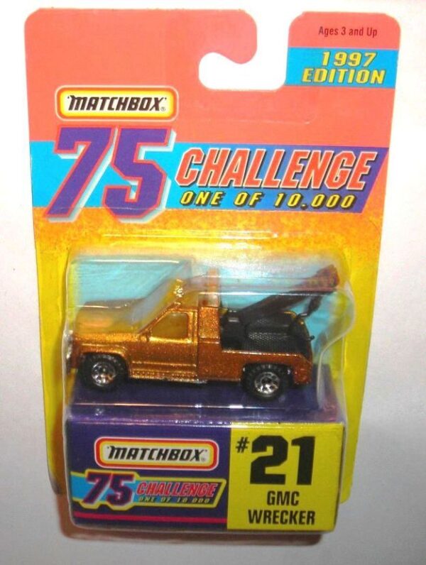 GMC Wrecker “Card #21- Metallic Gold -1 of 10,000 Ltd. Ed.” (Matchbox 75 Gold Challenge Ltd. Ed. Series) “Rare-Vintage” (1997) 