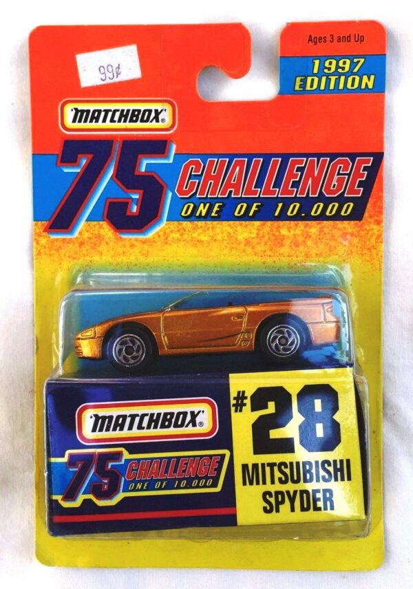 Mitsubishi Spyder “Card #28- Metallic Gold -1 of 10,000 Ltd. Ed.” (Matchbox 75 Gold Challenge Ltd. Ed. Series) “Rare-Vintage” (1997) 