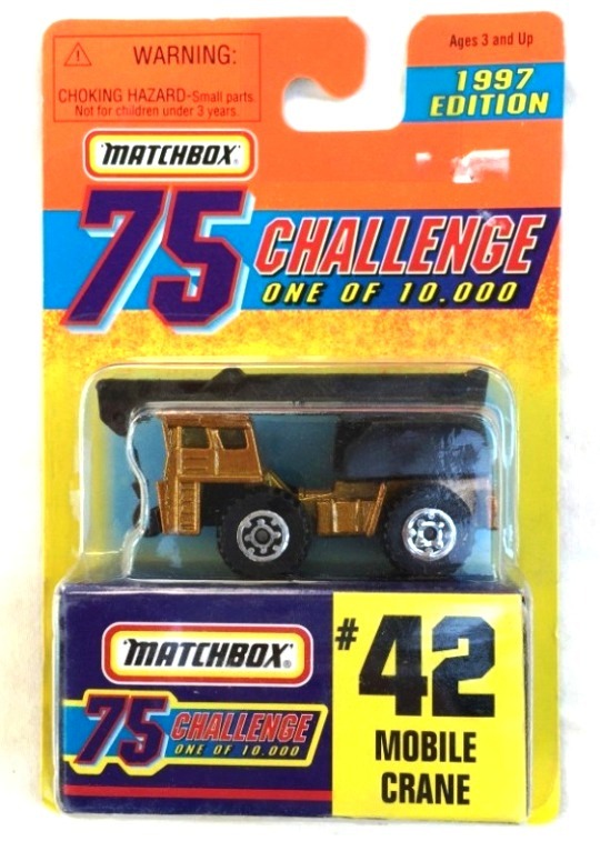 Mobile Crane “Card #42- Metallic Gold -1 of 10,000 Ltd. Ed.” (Matchbox 75 Gold Challenge Ltd. Ed. Series) “Rare-Vintage” (1997) 