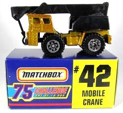 Mobile Crane “Card #42- Metallic Gold -1 of 10,000 Ltd. Ed.” (Matchbox 75 Gold Challenge Ltd. Ed. Series) “Rare-Vintage” (1997) 