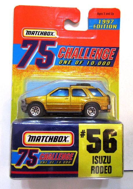 (56) Isuzu Rodeo-1 Isuzu Rodeo “Card #56- Metallic Gold -1 of 10,000 Ltd. Ed.” (Matchbox 75 Gold Challenge Ltd. Ed. Series) “Rare-Vintage” (1997)