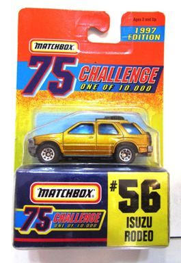 (56) Isuzu Rodeo Isuzu Rodeo “Card #56- Metallic Gold -1 of 10,000 Ltd. Ed.” (Matchbox 75 Gold Challenge Ltd. Ed. Series) “Rare-Vintage” (1997)