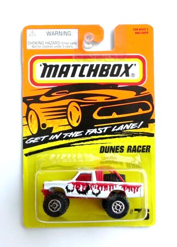 DUNES RACER 4x4-“Error Card! #76-White & Red” (Matchbox 75 “Tyco Fast Lane Error Car-Release” Series) “Rare-Vintage” (1995-1996) 