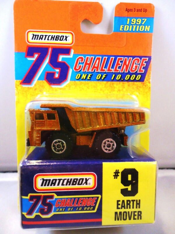 Earth Mover “Card #09- Metallic Gold -1 of 10,000 Ltd. Ed.” (Matchbox 75 Gold Challenge Ltd. Ed. Series) “Rare-Vintage” (1997)