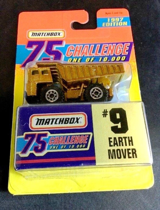 Earth Mover “Card #09- Metallic Gold -1 of 10,000 Ltd. Ed.” (Matchbox 75 Gold Challenge Ltd. Ed. Series) “Rare-Vintage” (1997)