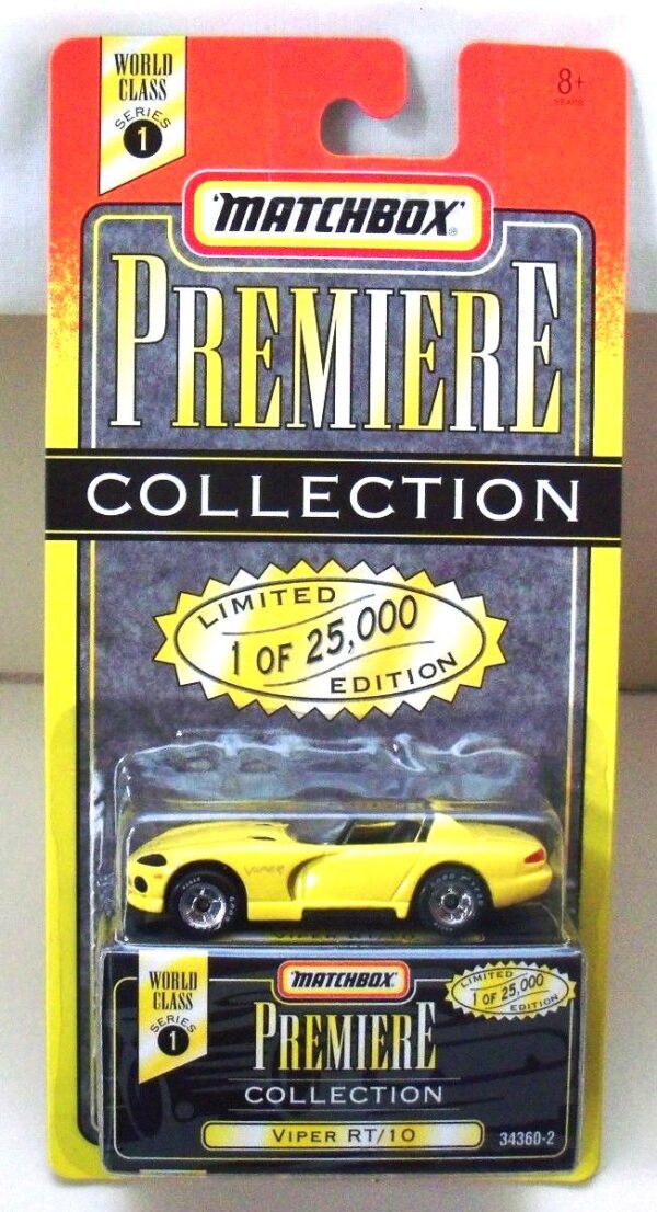 Series-1 Viper RT-10-01 Dodge Viper RT/10 “Yellow- 1 of 25,000”! (Matchbox “Premiere World Class” Limited Edition Collection Series-1) “Rare-Vintage” (1996)
