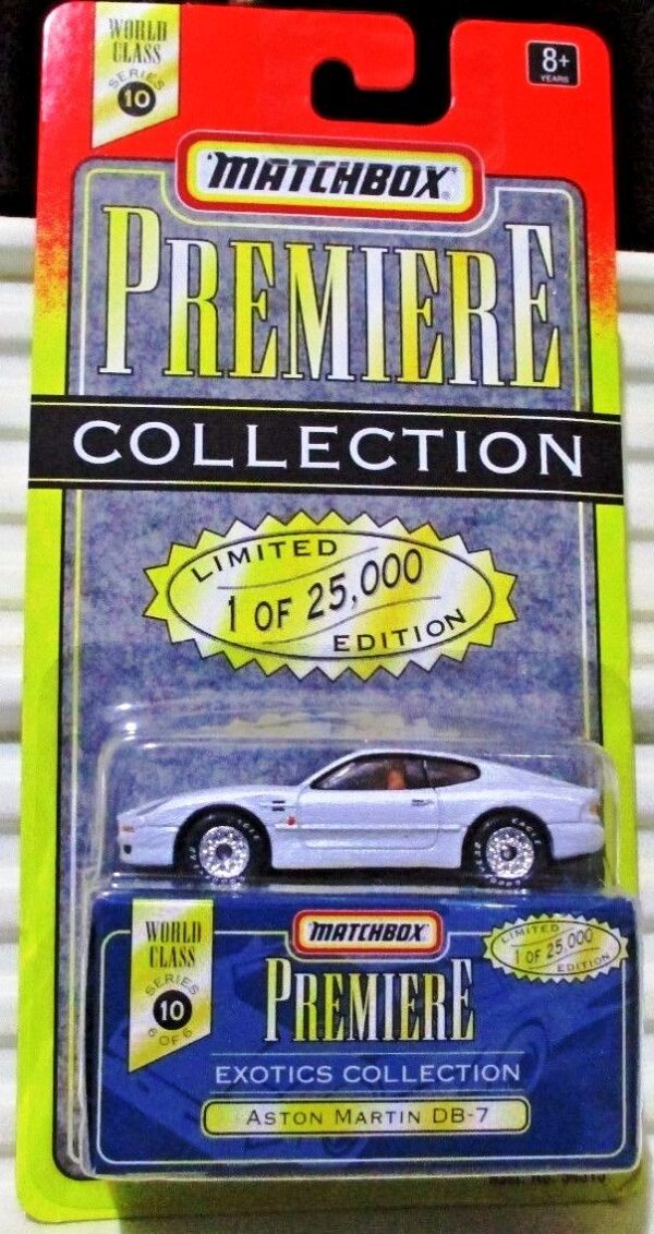 Aston Martin DB7 “Silver- 1 of 25,000”! (Matchbox “Premiere World Class Exotics” Limited Edition Collection Series-10) “Rare-Vintage” (1998) 