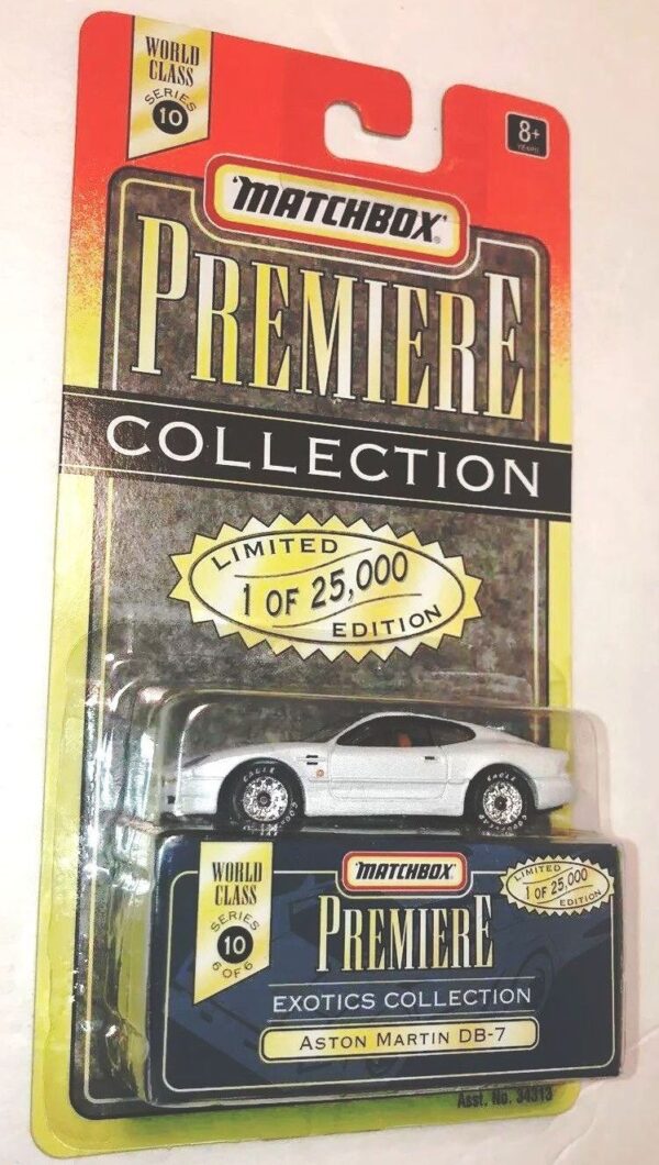 Aston Martin DB7 “Silver- 1 of 25,000”! (Matchbox “Premiere World Class Exotics” Limited Edition Collection Series-10) “Rare-Vintage” (1998) 