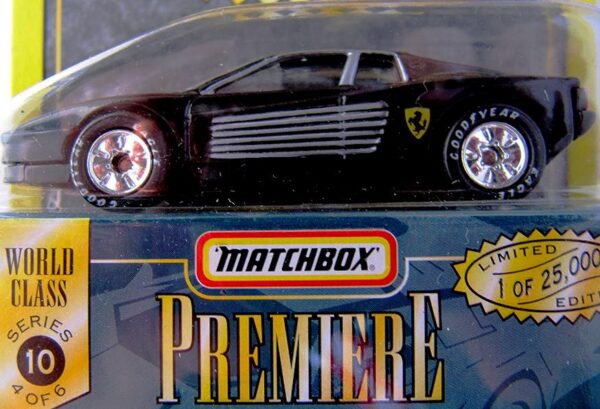 Ferrari Testarossa “Black- 1 of 25,000”! (Matchbox “Premiere World Class Exotics” Limited Edition Collection Series-10) “Rare-Vintage” (1998) 