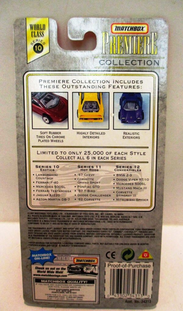 Mercedes 500SL “Red- 1 of 25,000”! (Matchbox “Premiere World Class Exotics” Limited Edition Collection Series-10) “Rare-Vintage” (1998) 