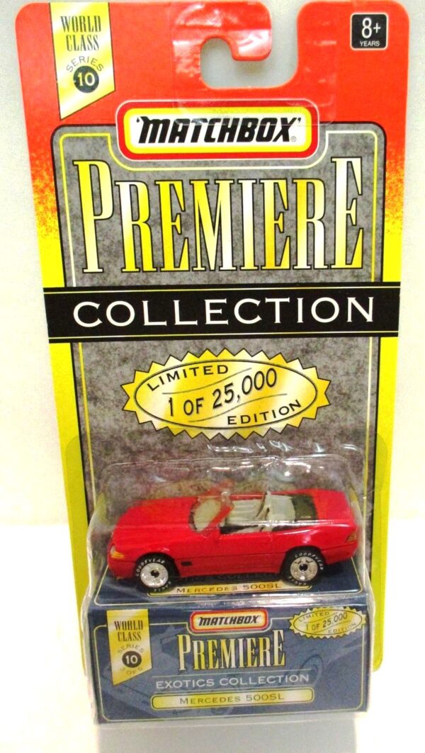 Mercedes 500SL “Red- 1 of 25,000”! (Matchbox “Premiere World Class Exotics” Limited Edition Collection Series-10) “Rare-Vintage” (1998) 