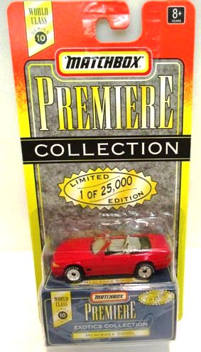 Mercedes 500SL “Red- 1 of 25,000”! (Matchbox “Premiere World Class Exotics” Limited Edition Collection Series-10) “Rare-Vintage” (1998) 