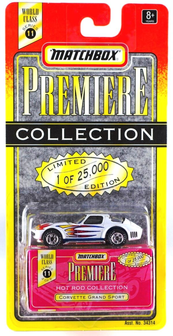 Corvette Grand Sport “White  w/Multi-Color Tampo- 1 of 25,000”! (Matchbox “Premiere World Class Hot Rod” Limited Edition Collection Series-11) “Rare-Vintage” (1998) 