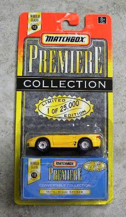 Mitsubishi Spyder “Yellow - 1 of 25,000”! (Matchbox “Premiere World Class Convertible” Limited Edition Collection Series-12) “Rare-Vintage” (1998) 