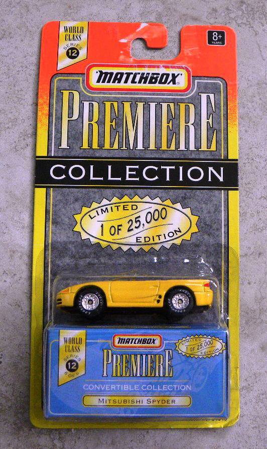 Mitsubishi Spyder “Yellow - 1 of 25,000”! (Matchbox “Premiere World Class Convertible” Limited Edition Collection Series-12) “Rare-Vintage” (1998) 