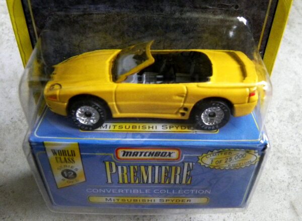 Mitsubishi Spyder “Yellow - 1 of 25,000”! (Matchbox “Premiere World Class Convertible” Limited Edition Collection Series-12) “Rare-Vintage” (1998) 