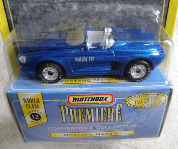 Mustang Mach III “Blue - 1 of 25,000”! (Matchbox “Premiere World Class Convertible” Limited Edition Collection Series-12) “Rare-Vintage” (1998) 