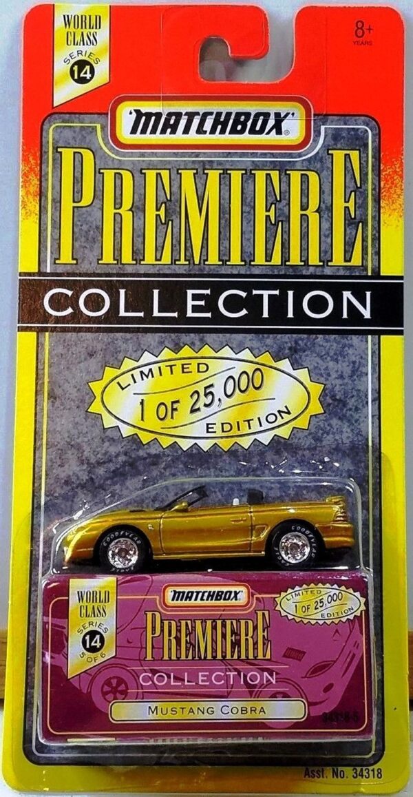 Mustang Cobra “Gold – 1 of 25,000”! (Matchbox “Premiere World Class” Limited Edition Collection Series-14) “Rare-Vintage” (1998) 