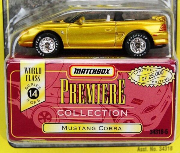 Mustang Cobra “Gold – 1 of 25,000”! (Matchbox “Premiere World Class” Limited Edition Collection Series-14) “Rare-Vintage” (1998) 