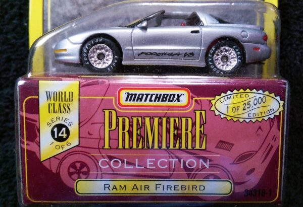Ram Air Firebird “Silver w/Formula V8 Tampo – 1 of 25,000”! (Matchbox “Premiere World Class” Limited Edition Collection Series-14) “Rare-Vintage” (1998) 