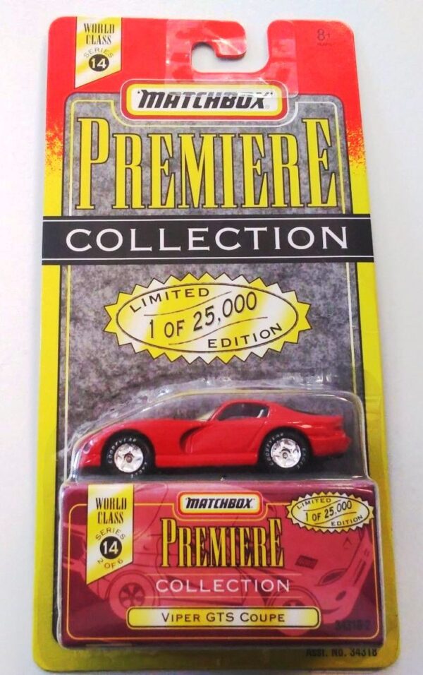 Viper GTS Coupe “Red w/White Stripes– 1 of 25,000”! (Matchbox “Premiere World Class” Limited Edition Collection Series-14) “Rare-Vintage” (1998) 